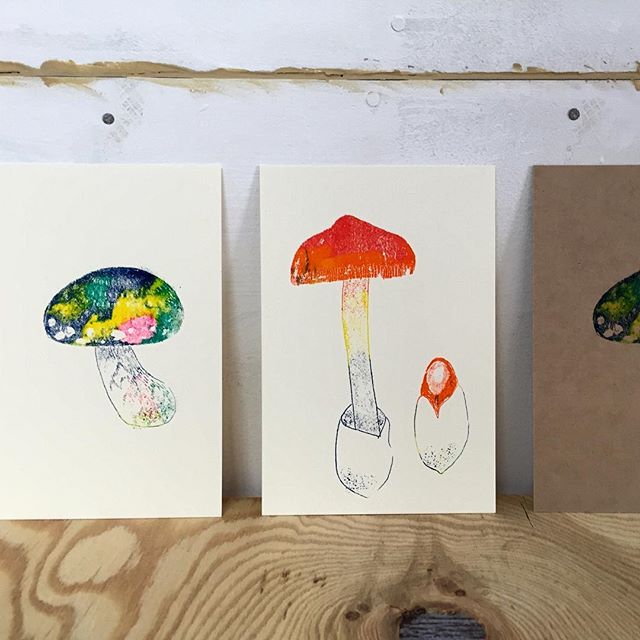 Mushrooms #illustration #mimeograph #printmakingart #hanga #printmaking