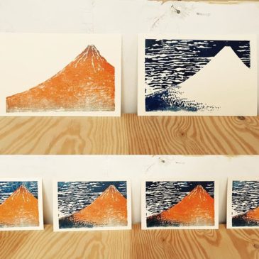 Hokusai #イラスト#版画 #謄写版 #ガリ版 #模写 #mimeograph #printmaking #習作